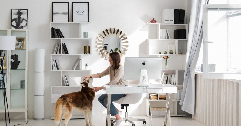 Remote Work - Woman Petting her Dog