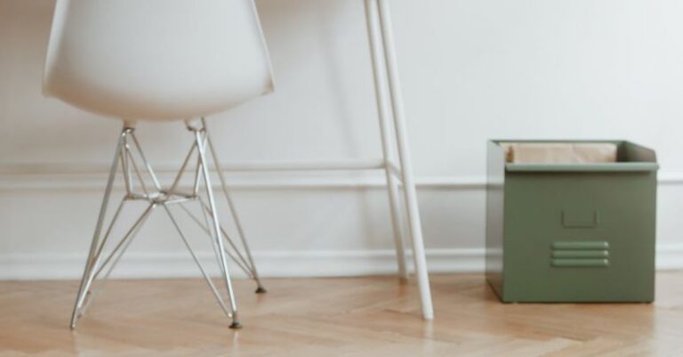 Robot Vacuums - Desk Area and Cleaning Robot on Floor 